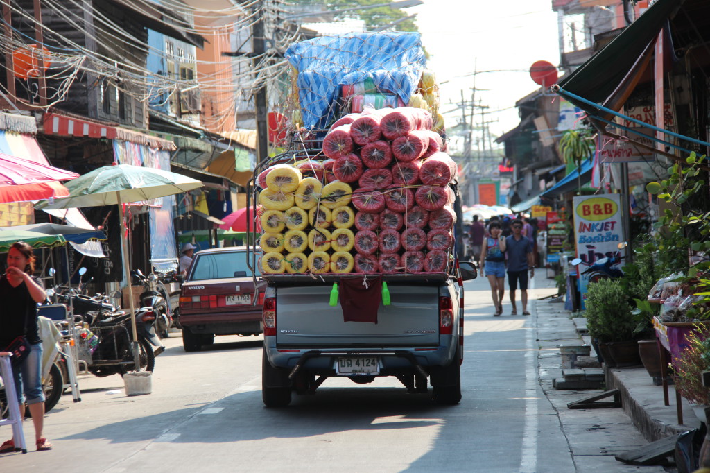 Typical traffic of Ban Phe, Thailand