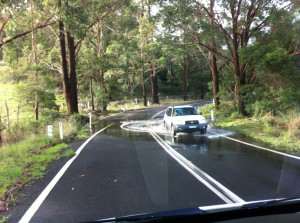 Water on the road from Melbourne to Sydney