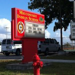 School sign, Miccosukee settlement, the Everglades