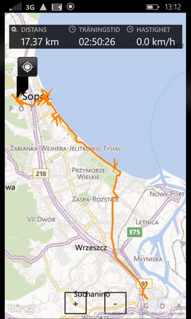 Bike Trip from Gdansk to Sopot Map Bike trip to Sopot