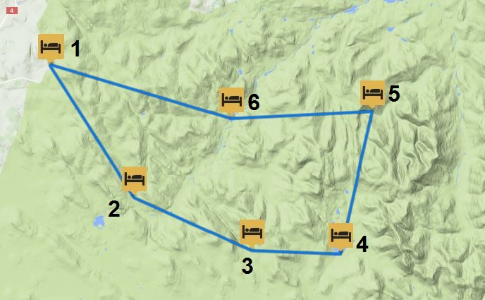 Kiilopää-Suomunruoktu-Tuiskukuru-Luirojärvi-Sudenpesä-Lankojärvi-Kiilopää Kiilopää-Suomunruoktu-Tuiskukuru-Luirojärvi-Sudenpesä-Lankojärvi-Kiilopää