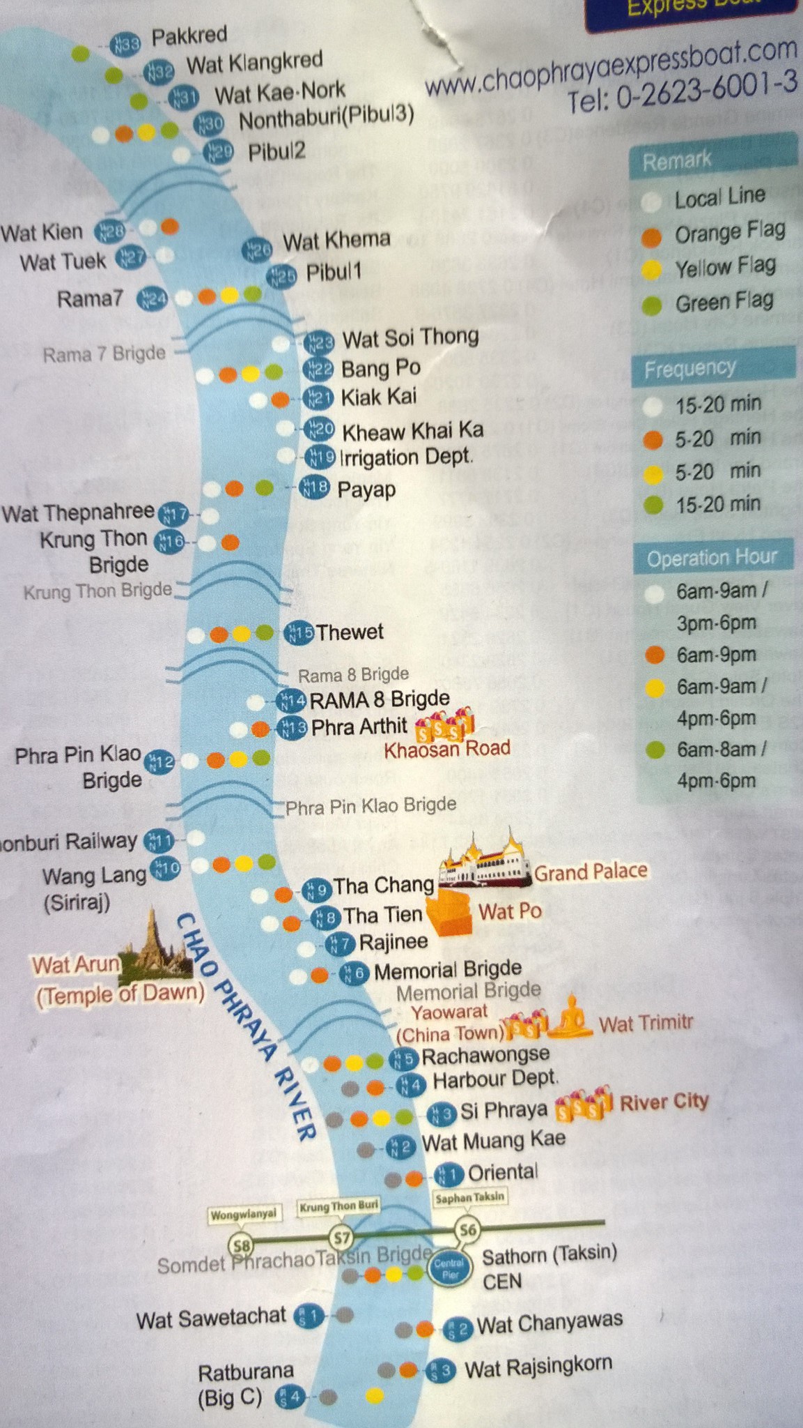 Chao Praya Bangkok river boat map