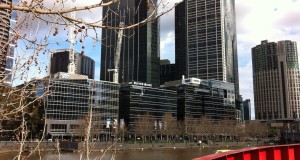 Southbank skyscrapers on Yarra river walk