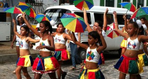 Olinda Carnival parade and umbrellas