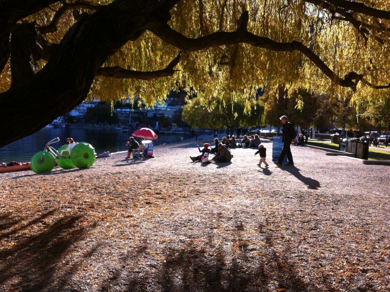A Lake Wakatipu pebble beach in autumn