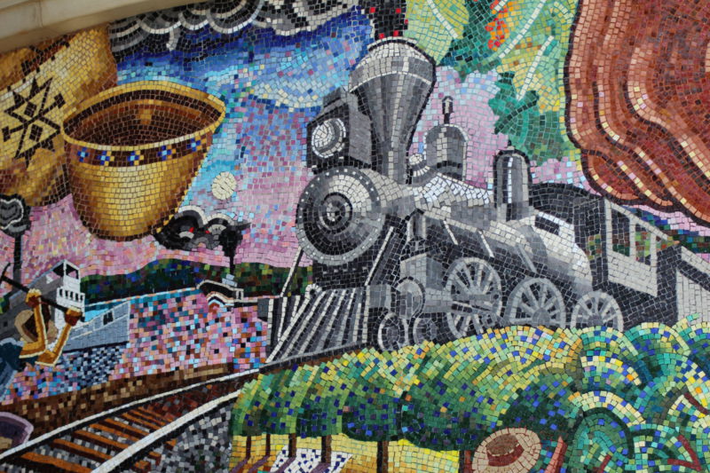 Napa Valley day trip: Napa train in artwork Napa Valley Wine Train