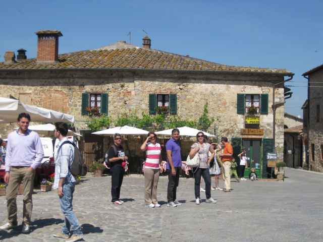 Tourists in a Tuscan village Tourists in a Tuscany village