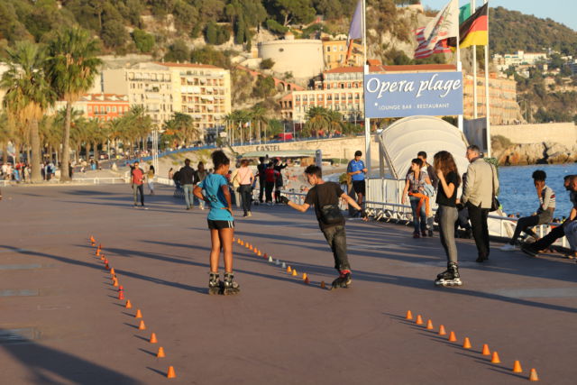 Nice in one day, Promenade des Anglais roller skaters Nice in one day, Promenade des Anglais roller skaters