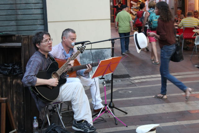 Stree mucicians in Nice Old Town, France Street musicians in Nice Old Town, France