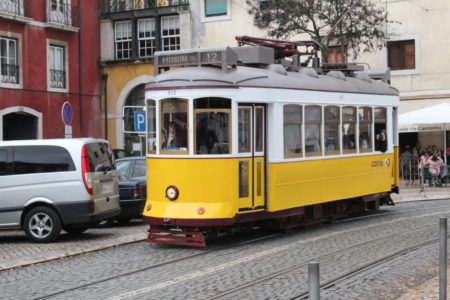 Lisbon tram in Alfama
