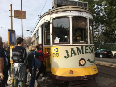 Touring Lisbon on tram 28, Estrela tram stop