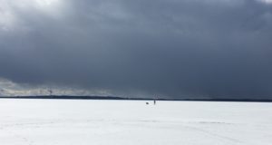 Winter in Finland, walking on the lake