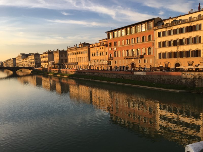 River Arno and Ponte della Carraia at sunset River Arno and Ponte della Carraia at sunset