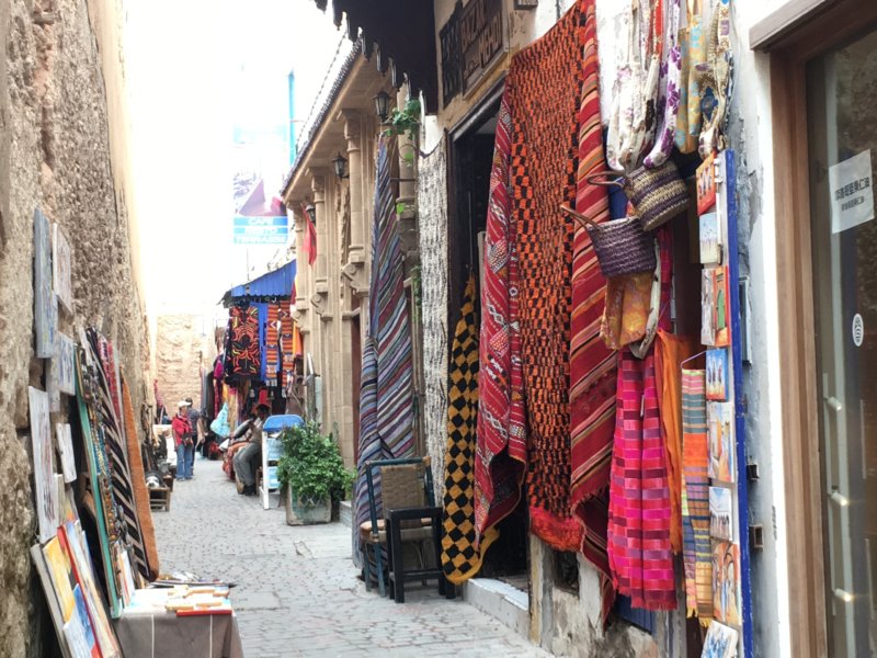 A side street with carpets Moroccan carpets, Essaouira
