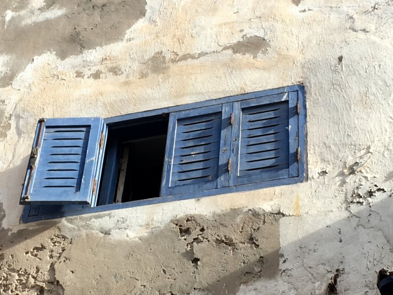 A blue window Whitewashed house, Essaouira