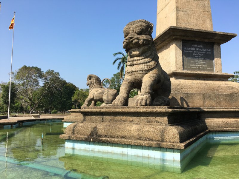 Stone lions, Colombo Sri Lanka first prime minister statue stone lions