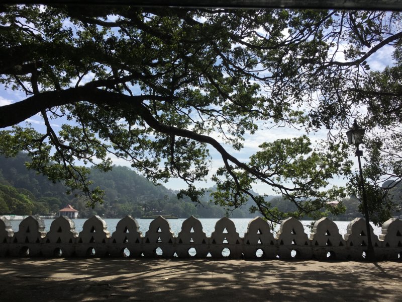 Lakeside promenade and Walakulu wall Kandy lakeside promenade