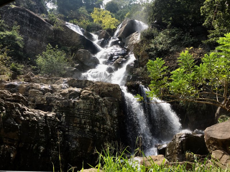 A cascading waterfall south of Kandy Waterfall, Kandy to Nuwara Eliya