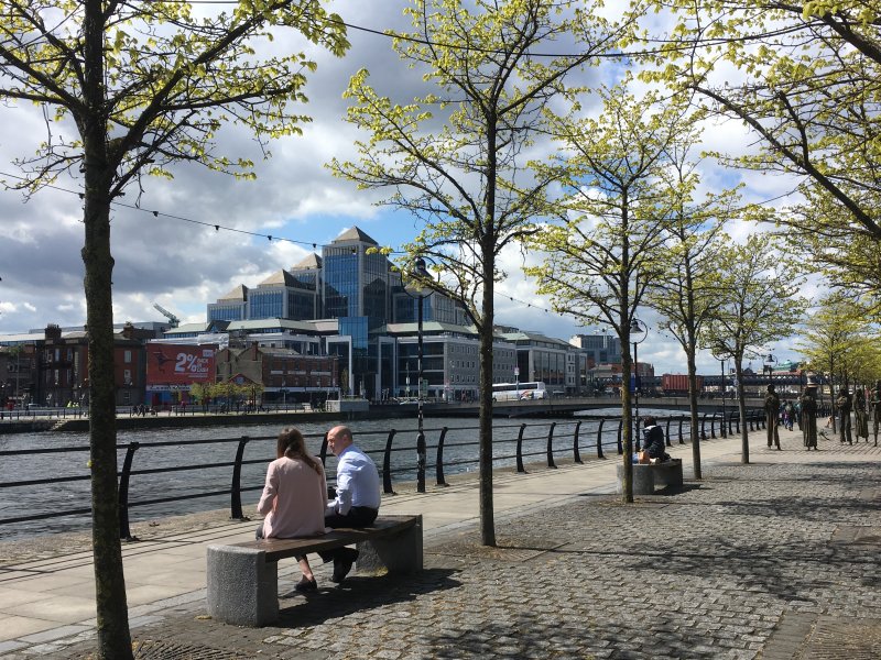 Liffey river bank Dublin Sitting on Liffey river bank, Dublin