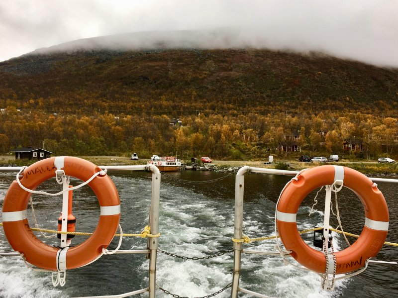 The ship Malla from Kilpisjärvi to the three nations border point The ship Malla from Kilpisjärvi to the three nations border point