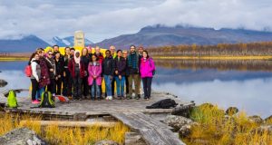 Visiting the three nations border point, Lapland
