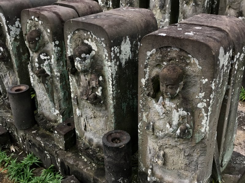 Stone statues on Jomyoin Temple yard Ojizosama statues