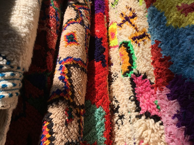 Carpets for sale in the souks of Marrakech