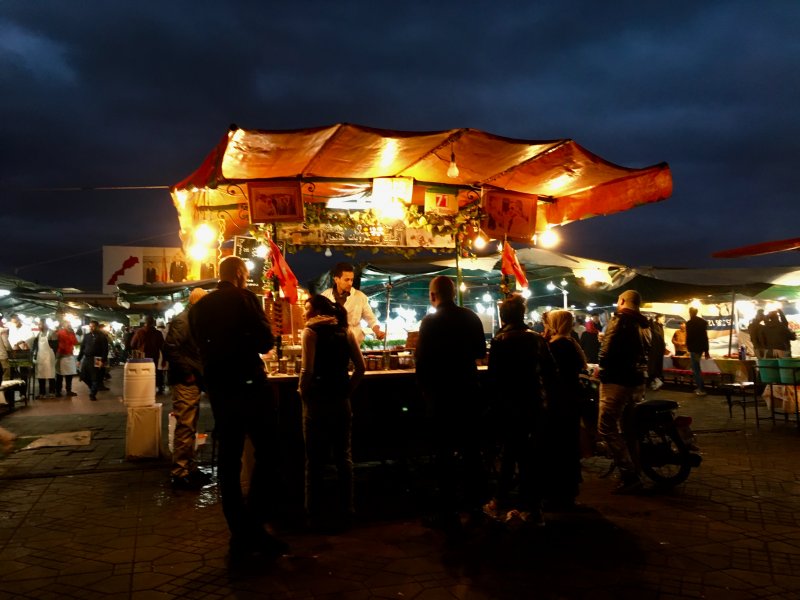 Evening food stall on UNESCO listed Jemaa el-Fna