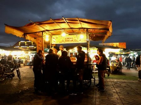 Food stall on UNESCO listed Jemaa el-Fna, Marrakech