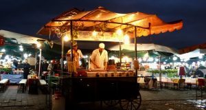 Food stall on UNESCO listed Jemaa el-Fna, Marrakech