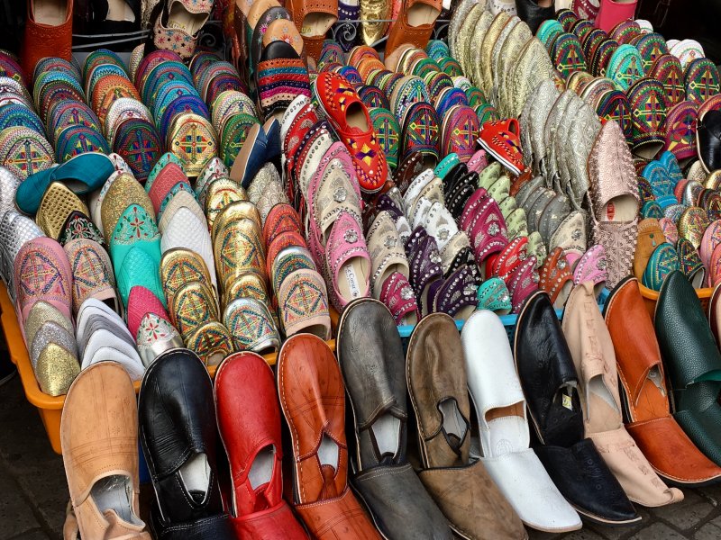 Leather slippers sold in Marrakech souks