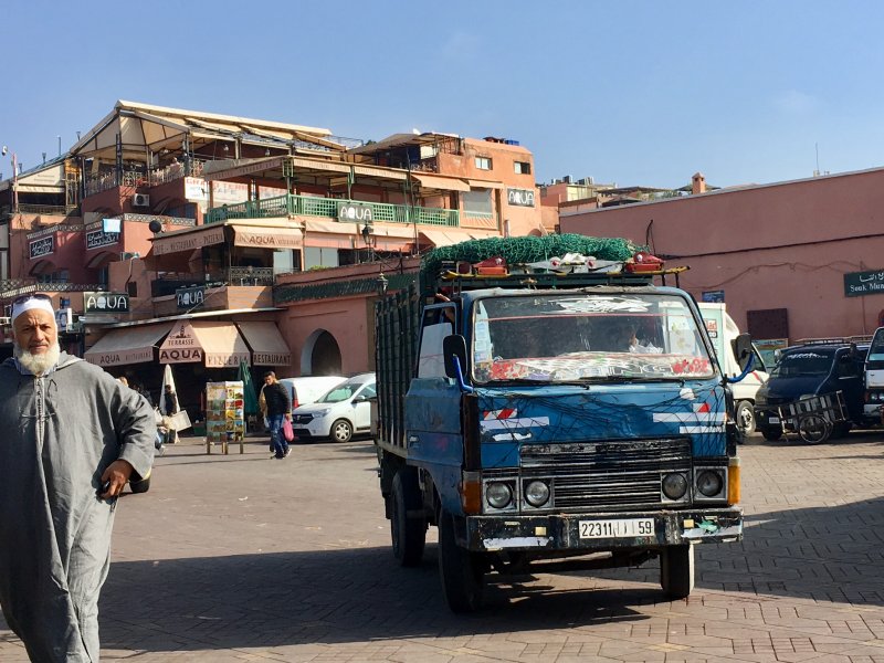 Man and truck on Jemaa el-Fna Man and truck, Jemaa el-Fna