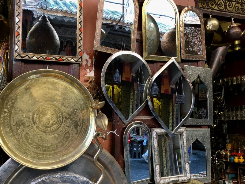Mirrors for sale in the souks of Marrakech