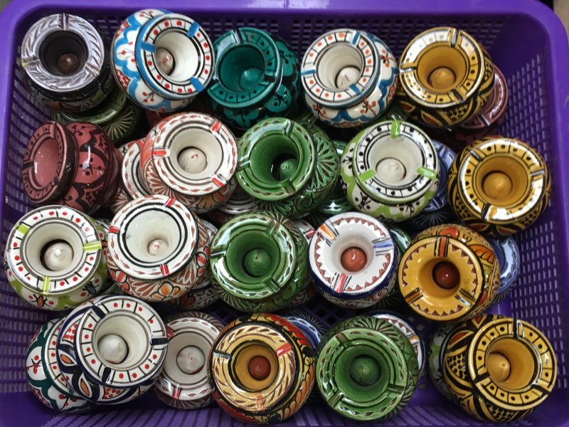 Moroccan ceramics for sale in the souks of Marrakech