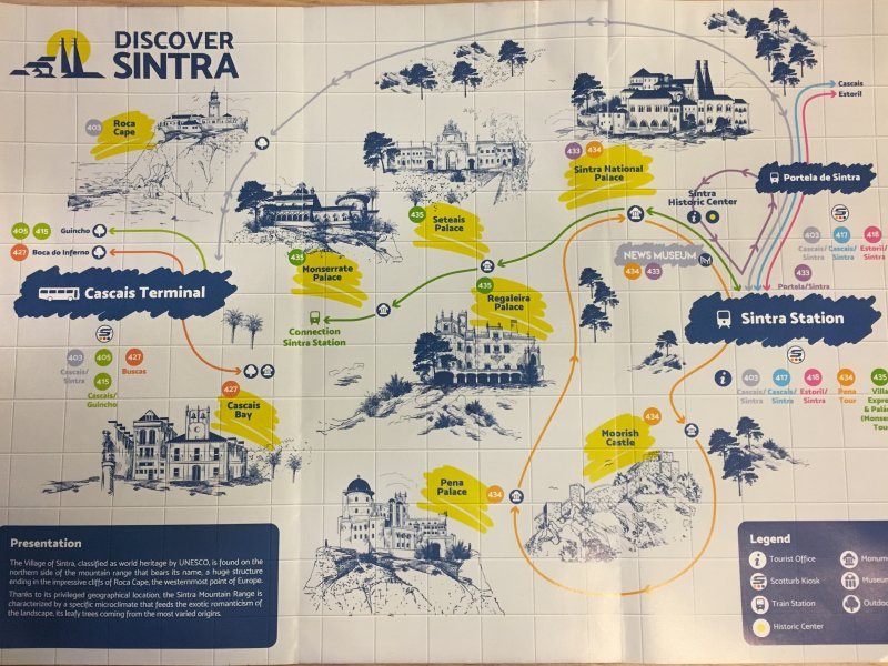 The palaces of Sintra by bus: Sintra bus map The palaces of Sintra by bus: Sintra bus map