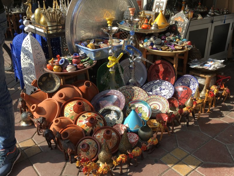 Tagine pots for sale in the souks of Marrakech
