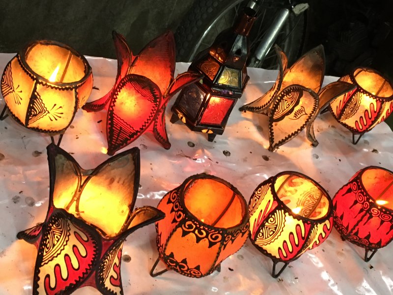 The souks of Marrakech: leather lanterns
