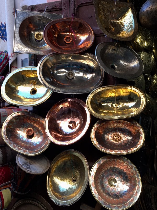 Wash basins for sale in the souk, Marrakech