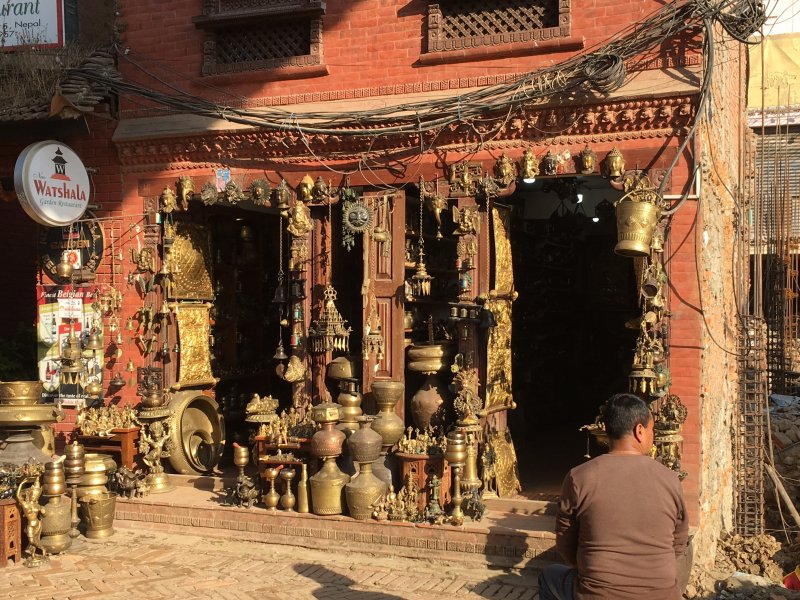 Copper items for sale on Bhaktapur Durbar Square Copper items for sale on Bhaktapur Durbar Square