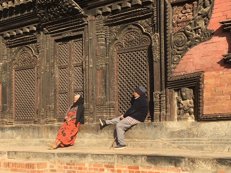 Nepal people: an old Bhaktapur couple Nepal people: an old Bhaktapur couple