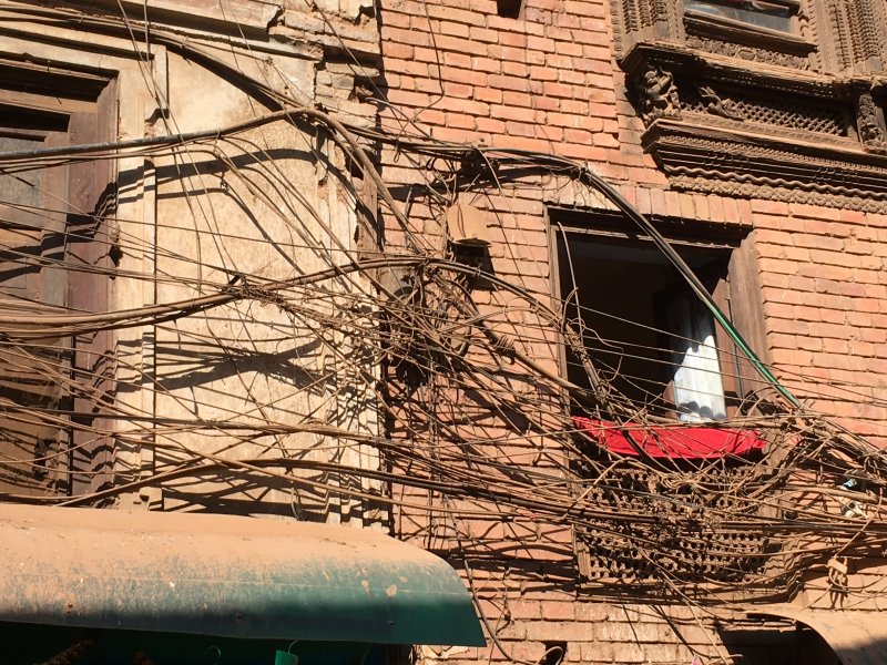 Electric cables in Bhaktapur Old Town Electric cables in Bhaktapur Old Town
