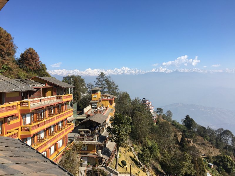 Travel in Nepal: the Himalayas seen from Nagarkot Hotel Country Villa Nagarkot