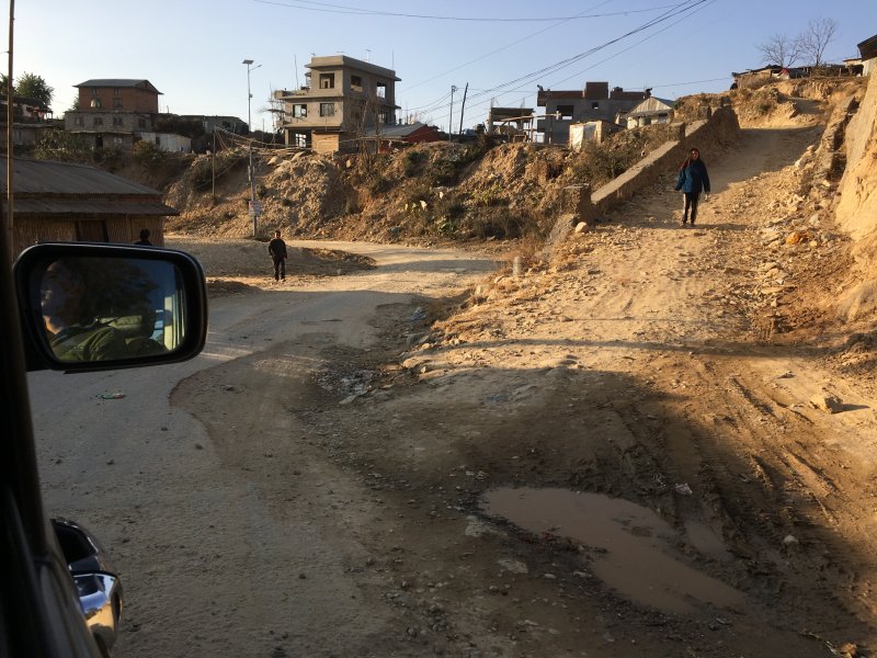 Driving in Nepal needs time Nagarkot to Bhaktapur road conditions