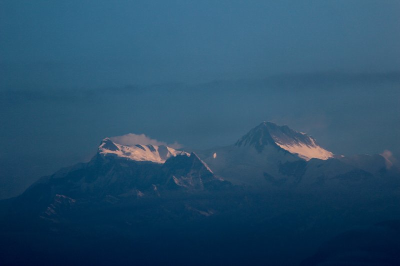 Annapurna peaks in sunlight Annapurna after sunrise seen from Sarangkot