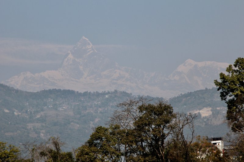 Machhapuchhre, 6993 m from Lake Phewa Fish tail mountain Machhapuchhre 6993 m