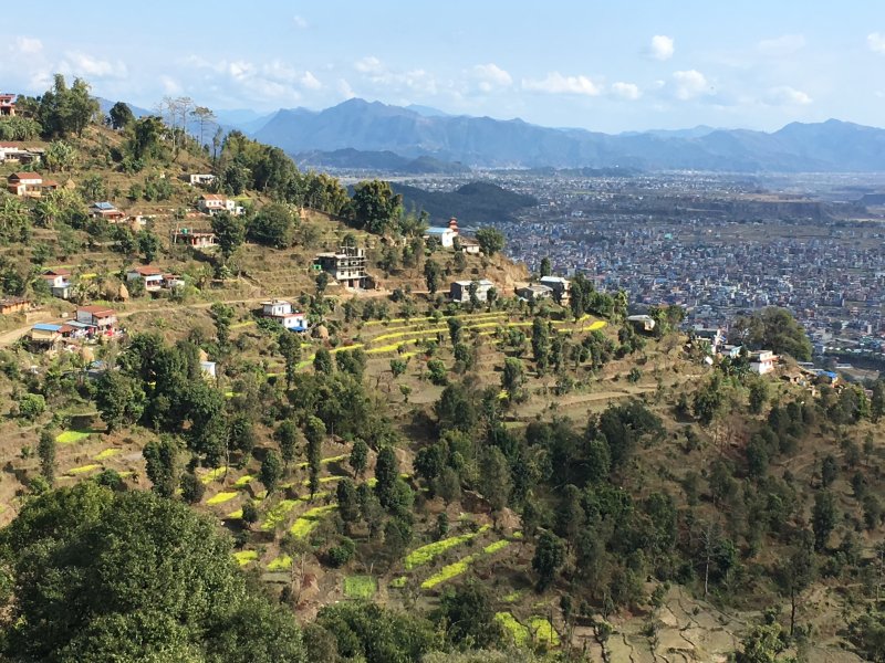 Aerial view of Pokhara, Nepal Hiking to Pokhara from World Peace Pagoda