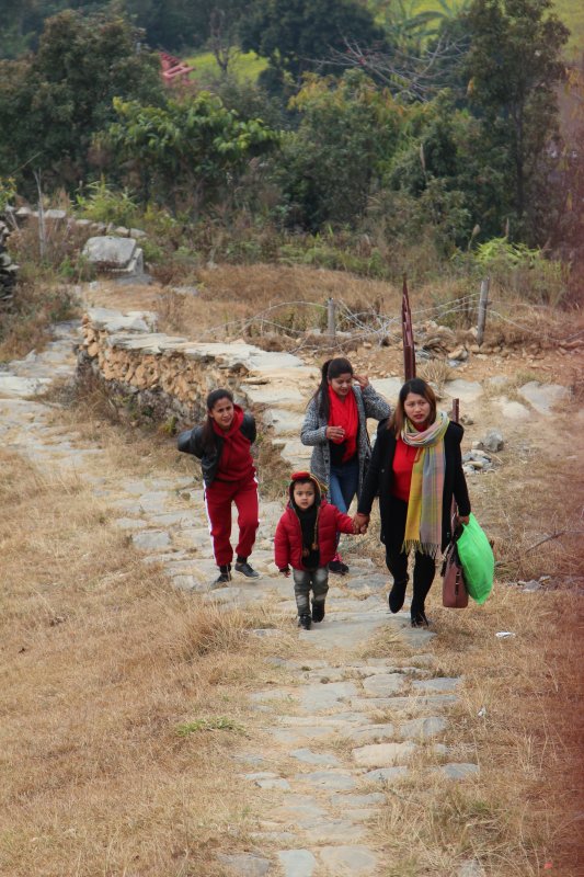 Locals walking from lakeside to Sarangkot Locals walking from lakeside to Sarangkot