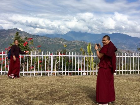 Monks at World Peace Stupa, Pokhara