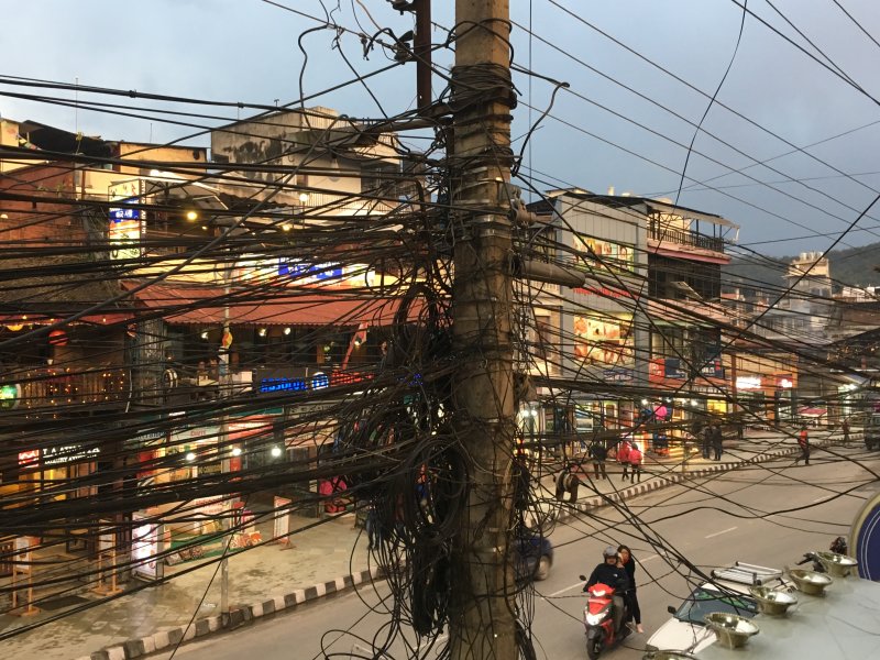 Cables and wires in the air Pokhara electric cables