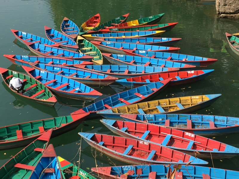 Pokhara lakeside wooden boats Pokhara lakeside wooden boats